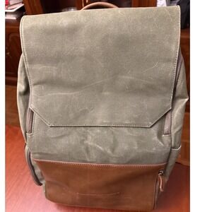 Atlas Supply Co. camera laptop bag Hero Acadia green canvas backpack leather